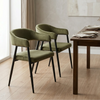 Chelsea Set of 2 Olive Green Velvet Dining Chairs with Black Metal Frame