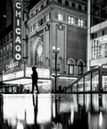 Chicago Theater in Black & White - Luminous Crystal Porcelain Framed Art Print - Furnt