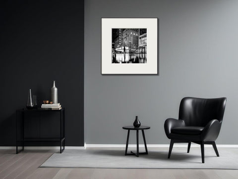 Chicago Theater in Black & White - Luminous Crystal Porcelain Framed Art Print - Furnt