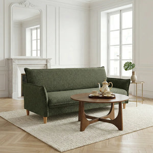 Clicto Green Fabric Click-Clack 3 Seater Sofa Bed with Storage