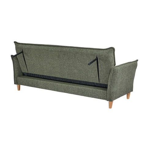 Clicto Green Fabric Click-Clack 3 Seater Sofa Bed with Storage