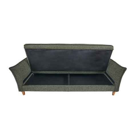 Clicto Green Fabric Click-Clack 3 Seater Sofa Bed with Storage