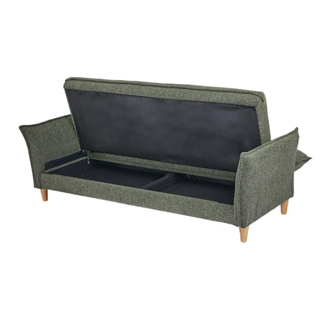 Clicto Green Fabric Click-Clack 3 Seater Sofa Bed with Storage