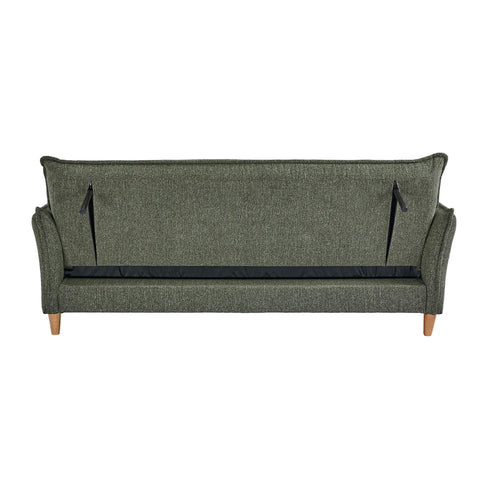 Clicto Green Fabric Click-Clack 3 Seater Sofa Bed with Storage