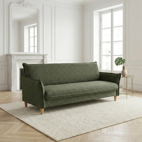 Clicto Green Fabric Click-Clack 3 Seater Sofa Bed with Storage