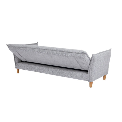 Clicto Grey Fabric Click-Clack 3 Seater Sofa Bed with Storage