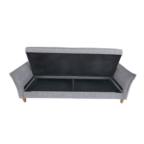 Clicto Grey Fabric Click-Clack 3 Seater Sofa Bed with Storage