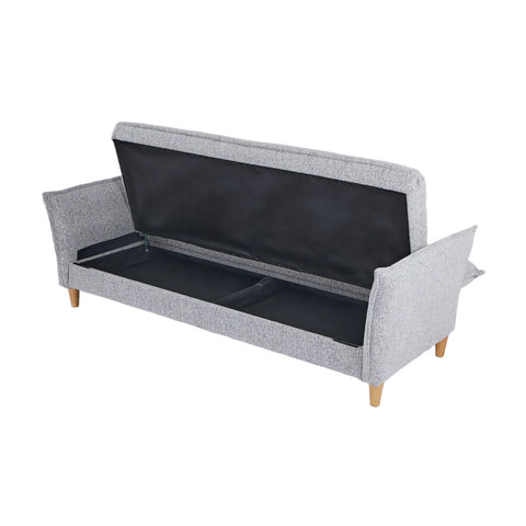Clicto Grey Fabric Click-Clack 3 Seater Sofa Bed with Storage