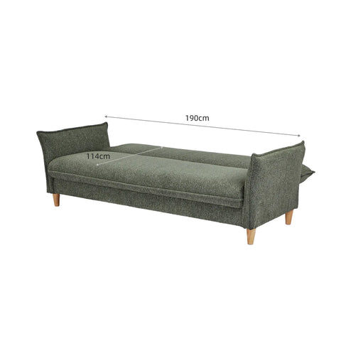 Clicto Green Fabric Click-Clack 3 Seater Sofa Bed with Storage