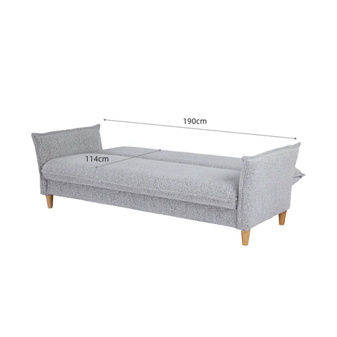 Clicto Grey Fabric Click-Clack 3 Seater Sofa Bed with Storage