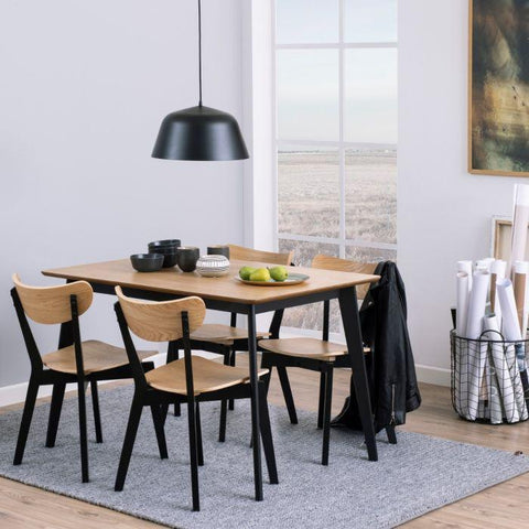 Dalton Oak & Black Dining Table - Furnt