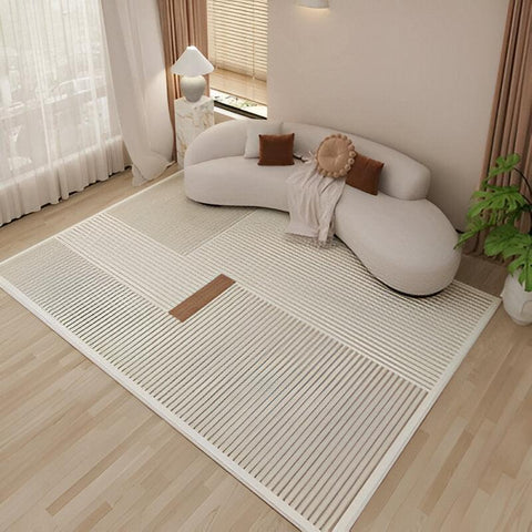 Darbis A Cream & Camel Stripe Pattern Area Rug - 160 x 200cm - Furnt