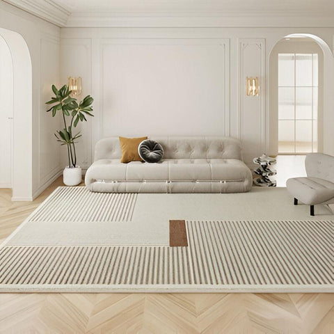 Darbis A Cream & Camel Stripe Pattern Area Rug - 160 x 200cm - Furnt