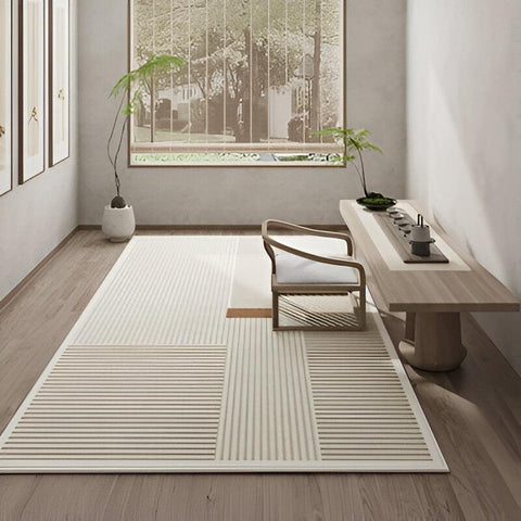 Darbis A Cream & Camel Stripe Pattern Area Rug - 160 x 200cm - Furnt