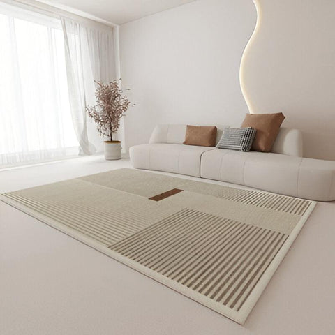 Darbis A Cream & Camel Stripe Pattern Area Rug - 160 x 200cm - Furnt