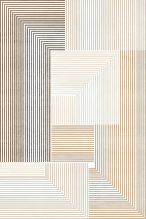 Darbis B Geometric Cream & Camel Area Rug - 160 x 200cm - Furnt