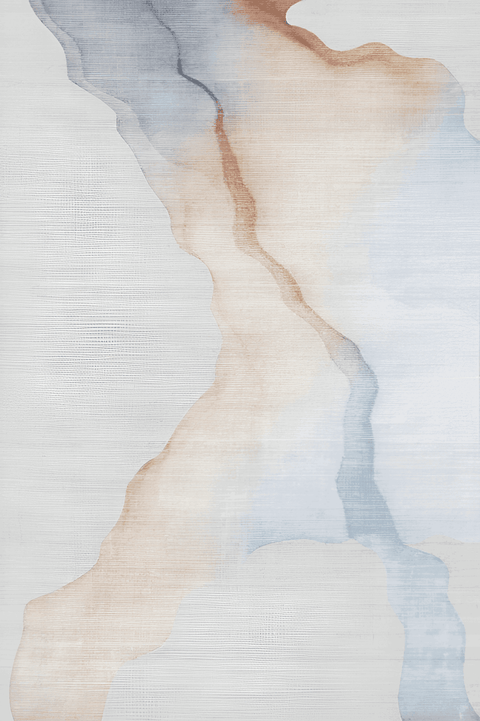 Dawn Watercolor Wash Rug in Soft Blue & Peach - 160 x 200cm