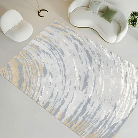 Dripple Gold Abstract Wave Rug - 160 x 200cm - Furnt