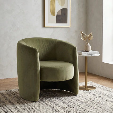 Dylan Velvet Olive Green Accent Chair