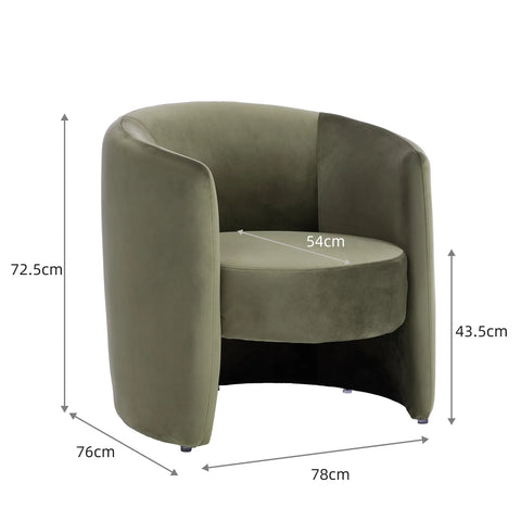 Dylan Velvet Olive Green Accent Chair