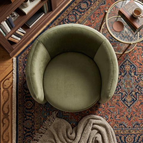 Dylan Velvet Olive Green Accent Chair