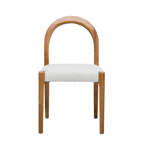 Elena Set of 2 Dining Chairs, Natural Oak Frame | White Boucle Fabric