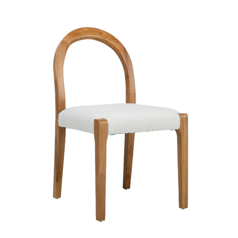 Elena Set of 2 Dining Chairs, Natural Oak Frame | White Boucle Fabric