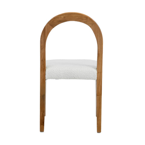 Elena Set of 2 Dining Chairs, Natural Oak Frame | White Boucle Fabric
