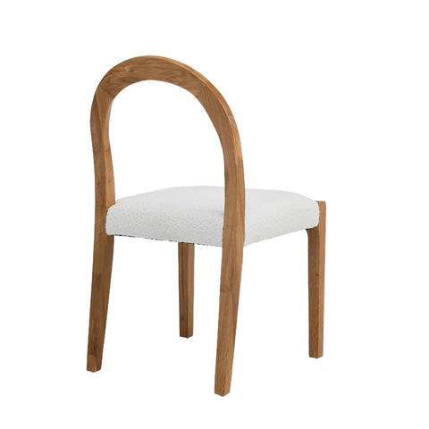 Elena Set of 2 Dining Chairs, Natural Oak Frame | White Boucle Fabric
