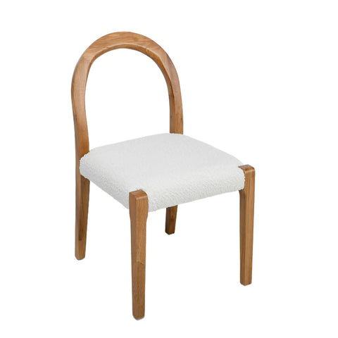 Elena Set of 2 Dining Chairs, Natural Oak Frame | White Boucle Fabric