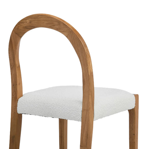 Elena Set of 2 Dining Chairs, Natural Oak Frame | White Boucle Fabric