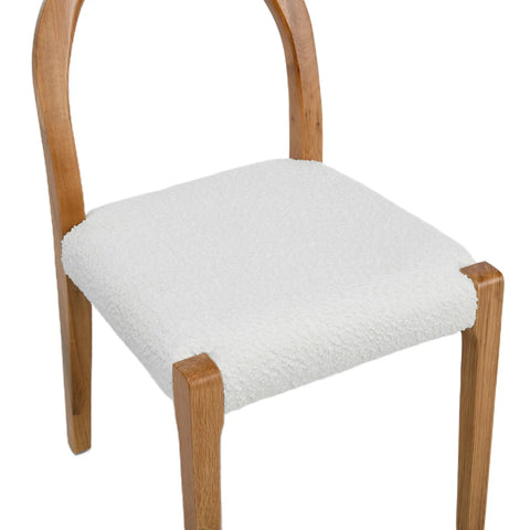 Elena Set of 2 Dining Chairs, Natural Oak Frame | White Boucle Fabric