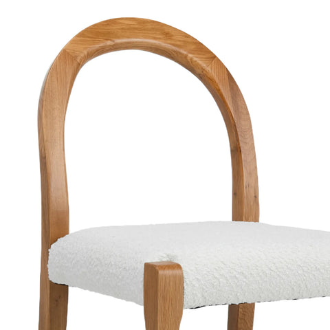 Elena Set of 2 Dining Chairs, Natural Oak Frame | White Boucle Fabric
