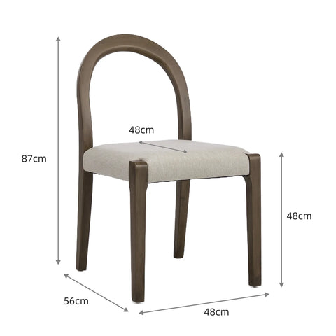 Elena Set of 2 Dining Chairs Silver Oak Frame | Oatmeal Effect Fabric