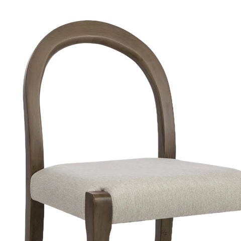 Elena Set of 2 Dining Chairs Silver Oak Frame | Oatmeal Effect Fabric