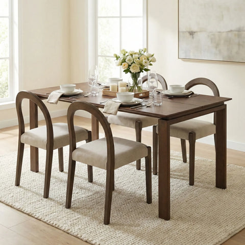 Elena Set of 2 Dining Chairs Silver Oak Frame | Oatmeal Effect Fabric