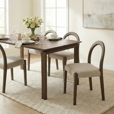 Elena Set of 2 Dining Chairs Silver Oak Frame | Oatmeal Effect Fabric