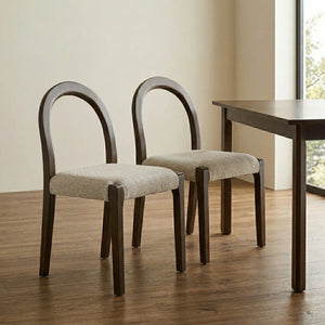 Elena Set of 2 Oatmeal Effect Fabric Dining Chairs with Silver Oak Frame