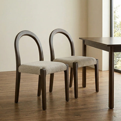 Elena Set of 2 Dining Chairs Silver Oak Frame | Oatmeal Effect Fabric
