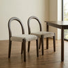 Elena Set of 2 Oatmeal Effect Fabric Dining Chairs with Silver Oak Frame