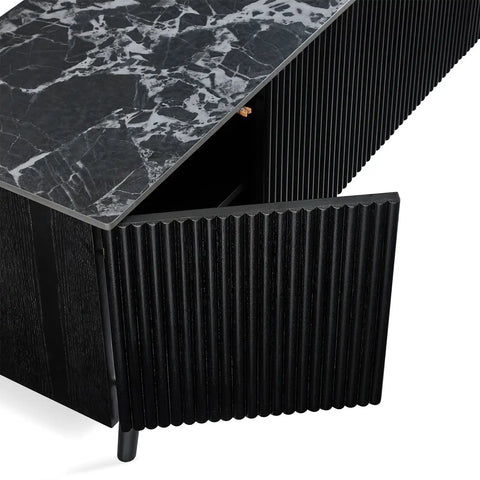 Echo Black Marble Effect Ceramic Top & Wooden TV Cabinet