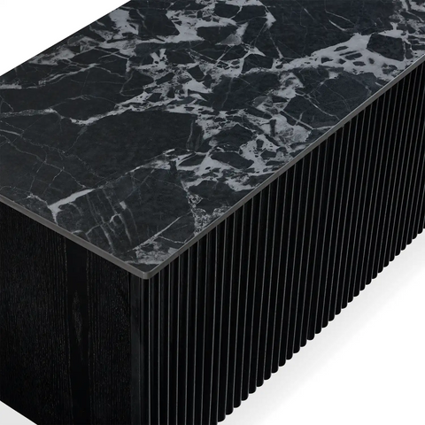 Echo Black Marble Effect Ceramic Top & Wooden TV Cabinet