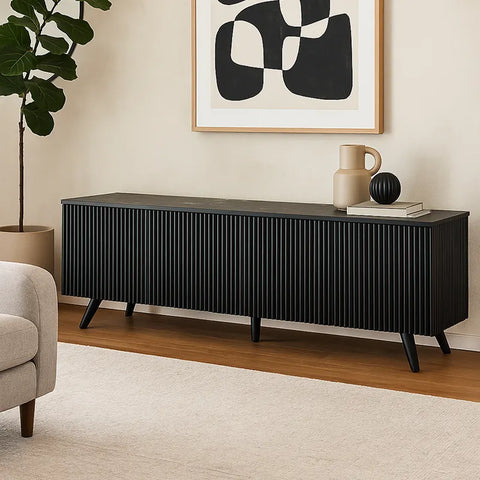 Echo Black Marble Effect Ceramic Top & Wooden TV Cabinet
