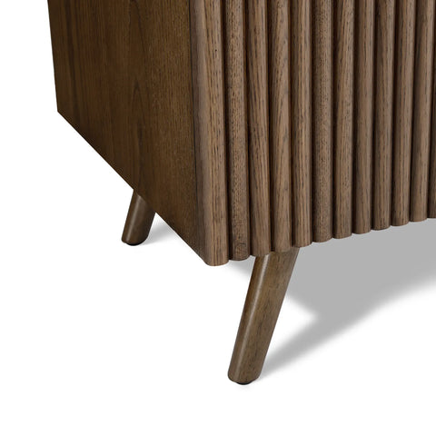 Echo White Marble Effect Ceramic Top & Brown Wooden TV Cabinet