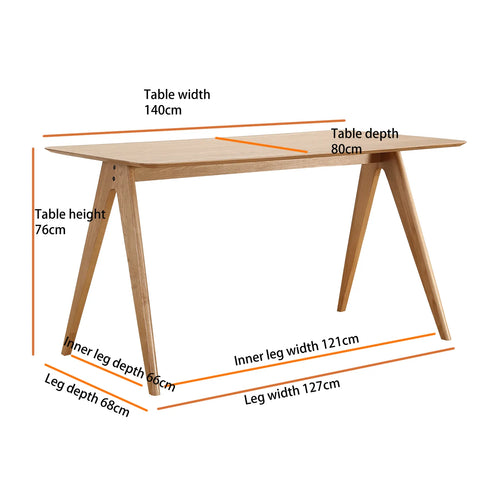 Edda Oak Rectangle Wooden Dining Table - 140cm