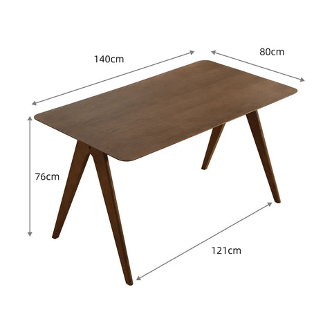 Edda Retro Walnut Effect 4-6 Seater Rectangle Wooden Dining Table - 140cm