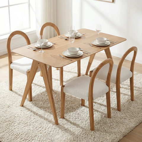 Edda Oak Rectangle Wooden Dining Table - 140cm