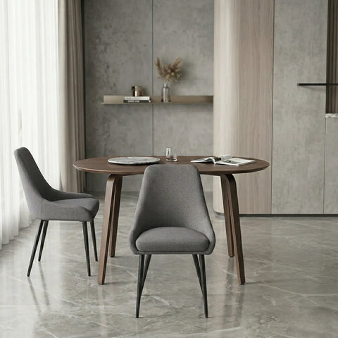 Eddy Set of 2 Dark Grey Dining Chairs with Black Metal Frame