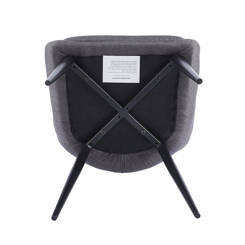 Eddy Set of 2 Dark Grey Dining Chairs with Black Metal Frame