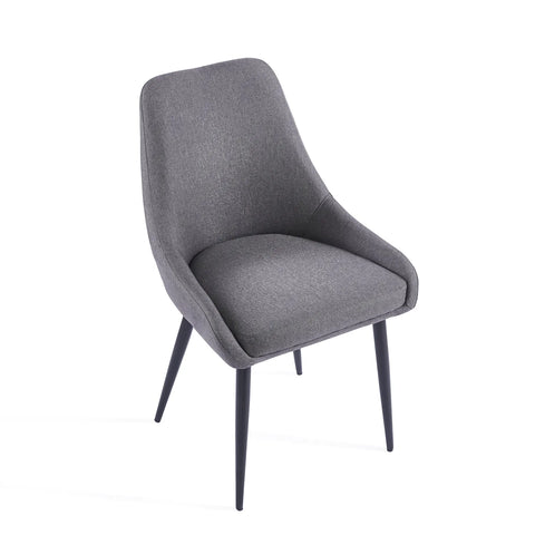 Eddy Set of 2 Dark Grey Dining Chairs with Black Metal Frame